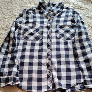 Woman's Blue and White Checkered Shirt **CLEARANCE****